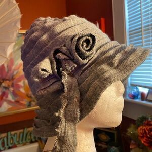 Chic Gray Women's Hat with Ruffle Detail